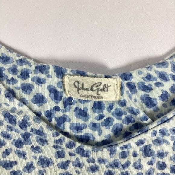 John Galt Womens Size 0 Blue Leopard Print Crop Tank Top - Picture 2 of 6